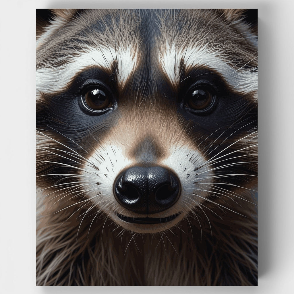 Kit de pintura por números: Adorable cara de mapache — Estándar