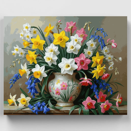 Spring Daffodils and Bluebells Bouquet - Paint by Numbers Kit