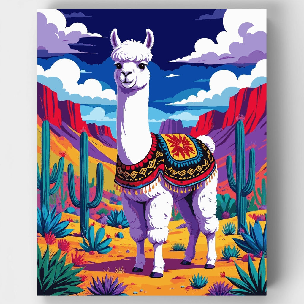 Vibrant Alpaca in Andean Landscape - Paint by Numbers Kit