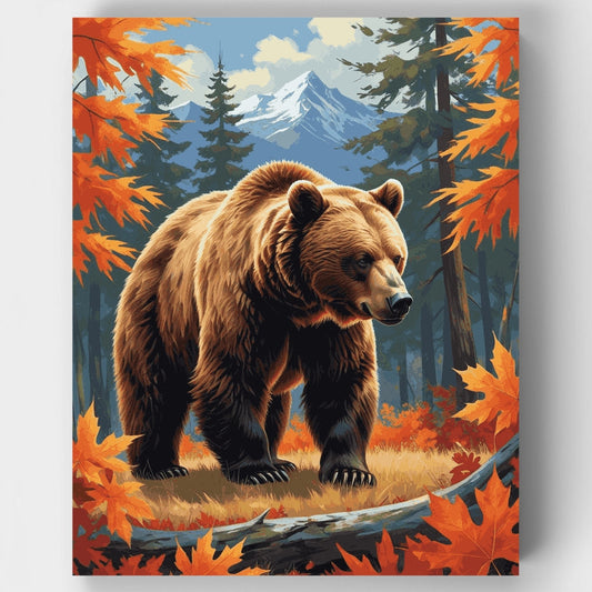 Majestic Bear in Autumn Forest - Paint by Numbers Kit