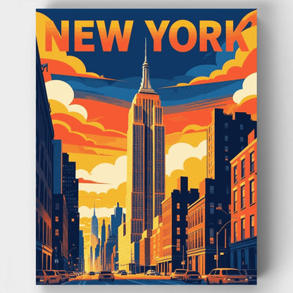New York Sunset Poster - Paint by Numbers Kit