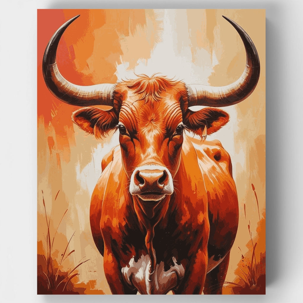 Majestic Orange Longhorn Bull - Paint by Numbers Kit