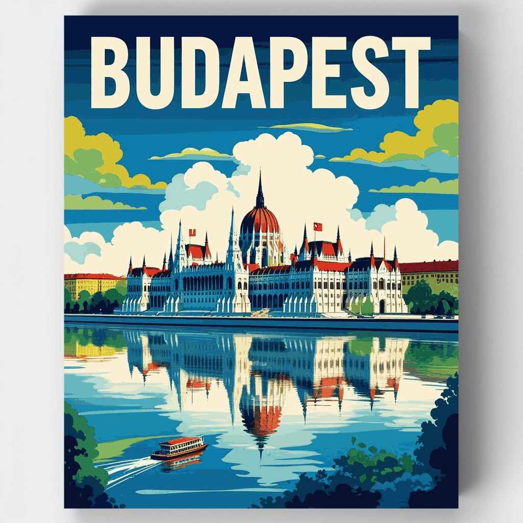 Parlamento de Budapest junto al Danubio - Kit de pintura por números — Estándar