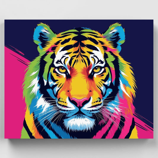 Vibrant Pop Art Tiger Portrait - Paint by Numbers Kit