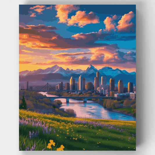Calgary Sunset Skyline - Paint by Numbers Kit