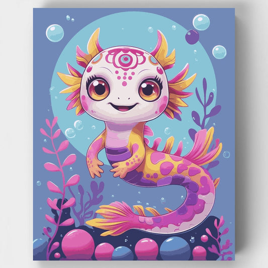 Cute Axolotl Mermaid - Paint by Numbers Kit