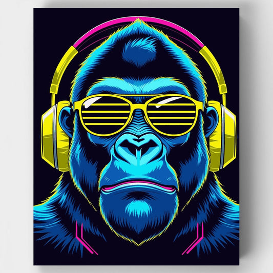 Cool Gorilla with Headphones - Paint by Numbers Kit