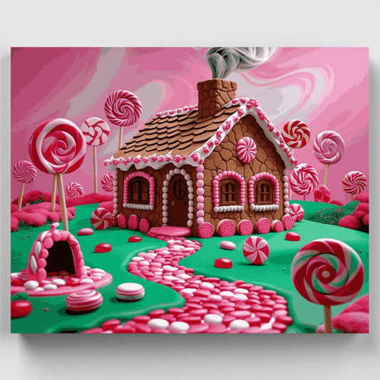 Candy Land Gingerbread House - Paint by Numbers Kit