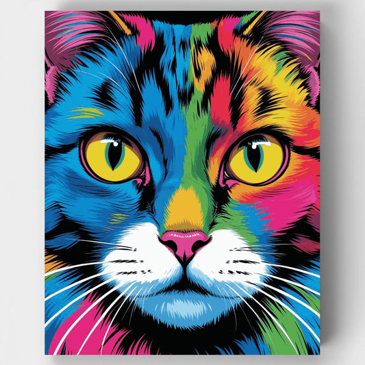 Rainbow Pop Art Cat - Paint by Numbers Kit