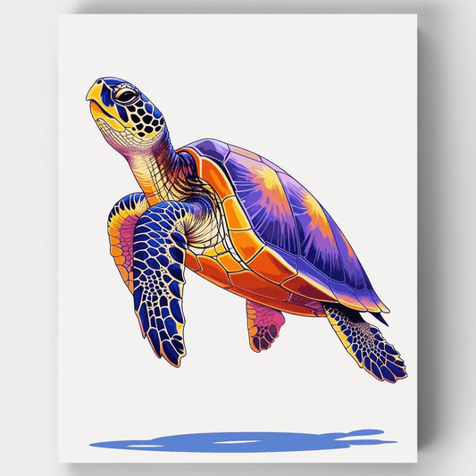 Colorful Sea Turtle in Flight - Paint by Numbers Kit