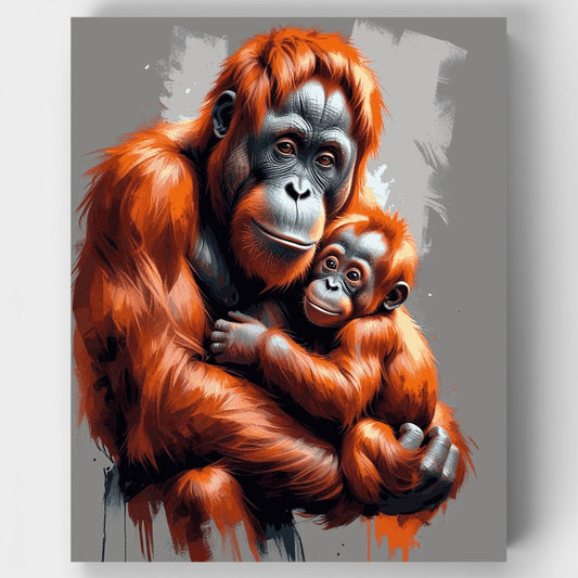 Orangutan Mother and Baby - Paint by Numbers Kit
