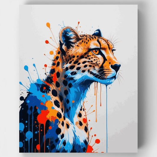 Vibrant Cheetah Splash - Paint by Numbers Kit