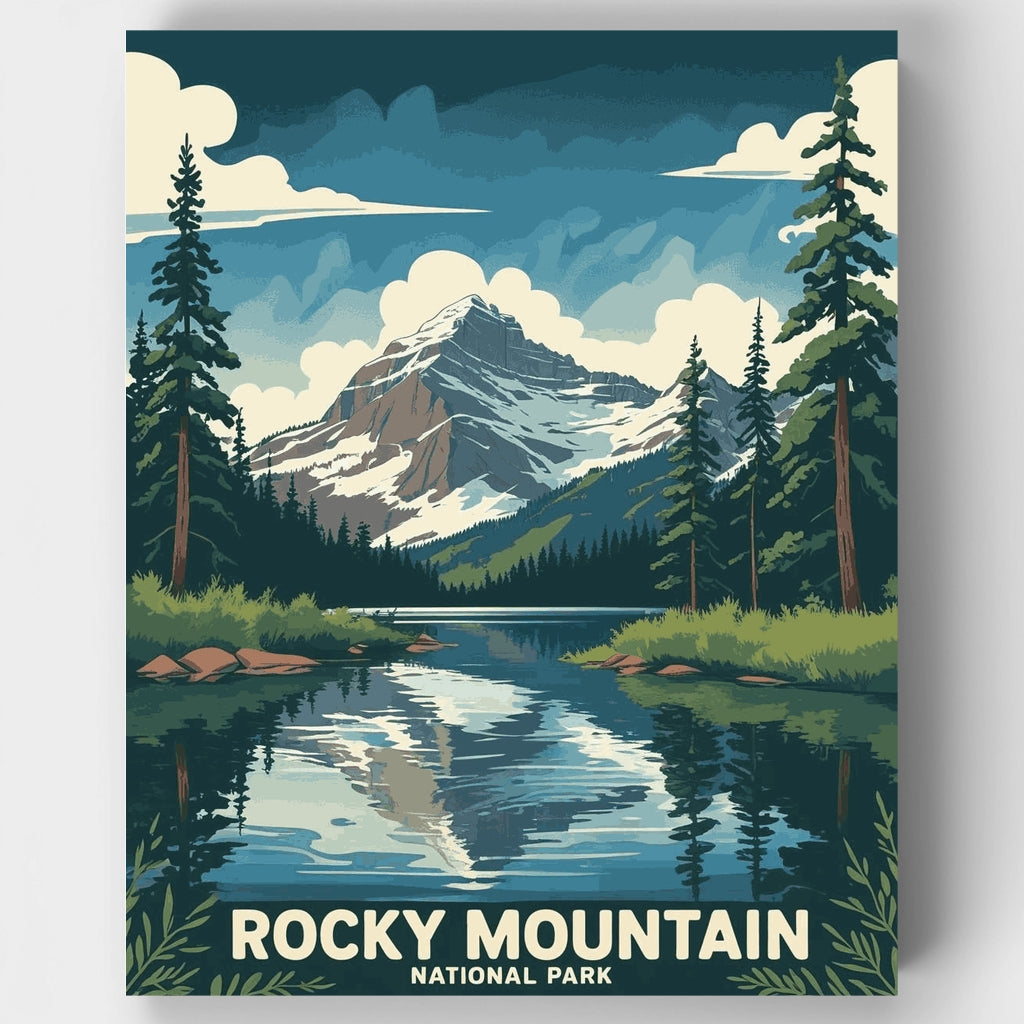 Reflejos en el Parque Nacional de las Montañas Rocosas - Kit de pintura por números — Estándar