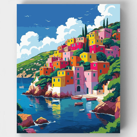 Cinque Terre Colorful Coastal Village - Paint by Numbers Kit