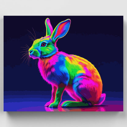 Neon Rainbow Hare - Paint by Numbers Kit
