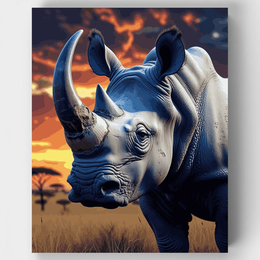 Majestic Rhinoceros at Sunset - Paint by Numbers Kit