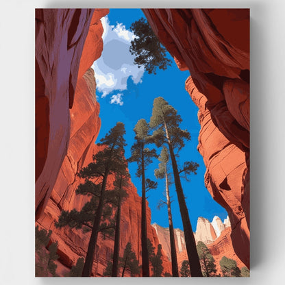 Bryce Canyon Slot Canyon Pine Trees - Paint by Numbers Kit