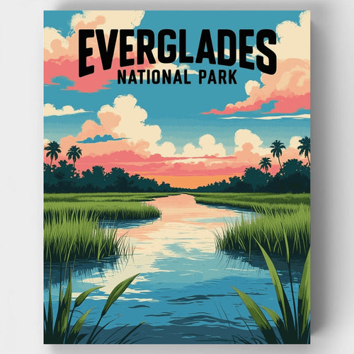 Everglades National Park Wetlands Sunset Waterway - Paint by Numbers Kit