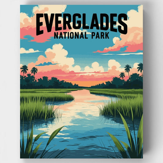 Everglades National Park Wetlands Sunset Waterway - Paint by Numbers Kit