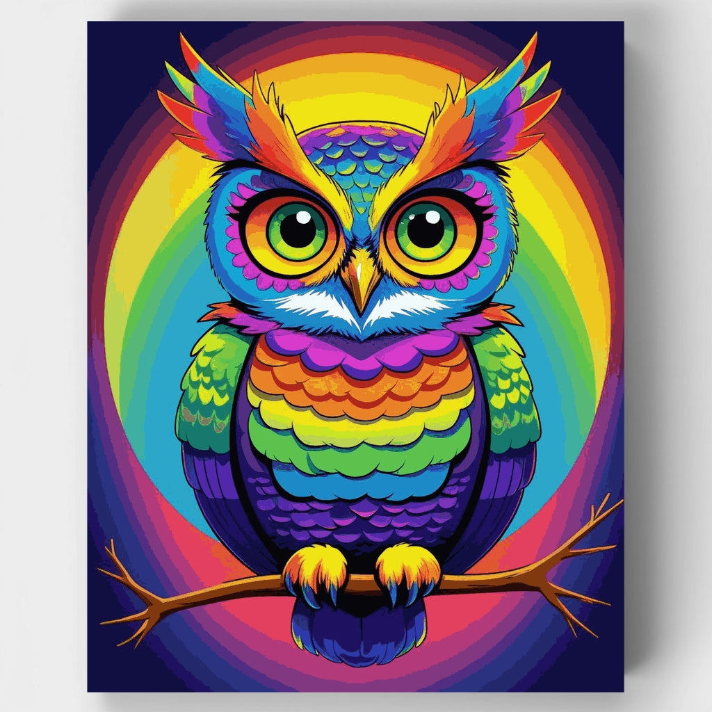 Rainbow Owl - Paint by Numbers Kit