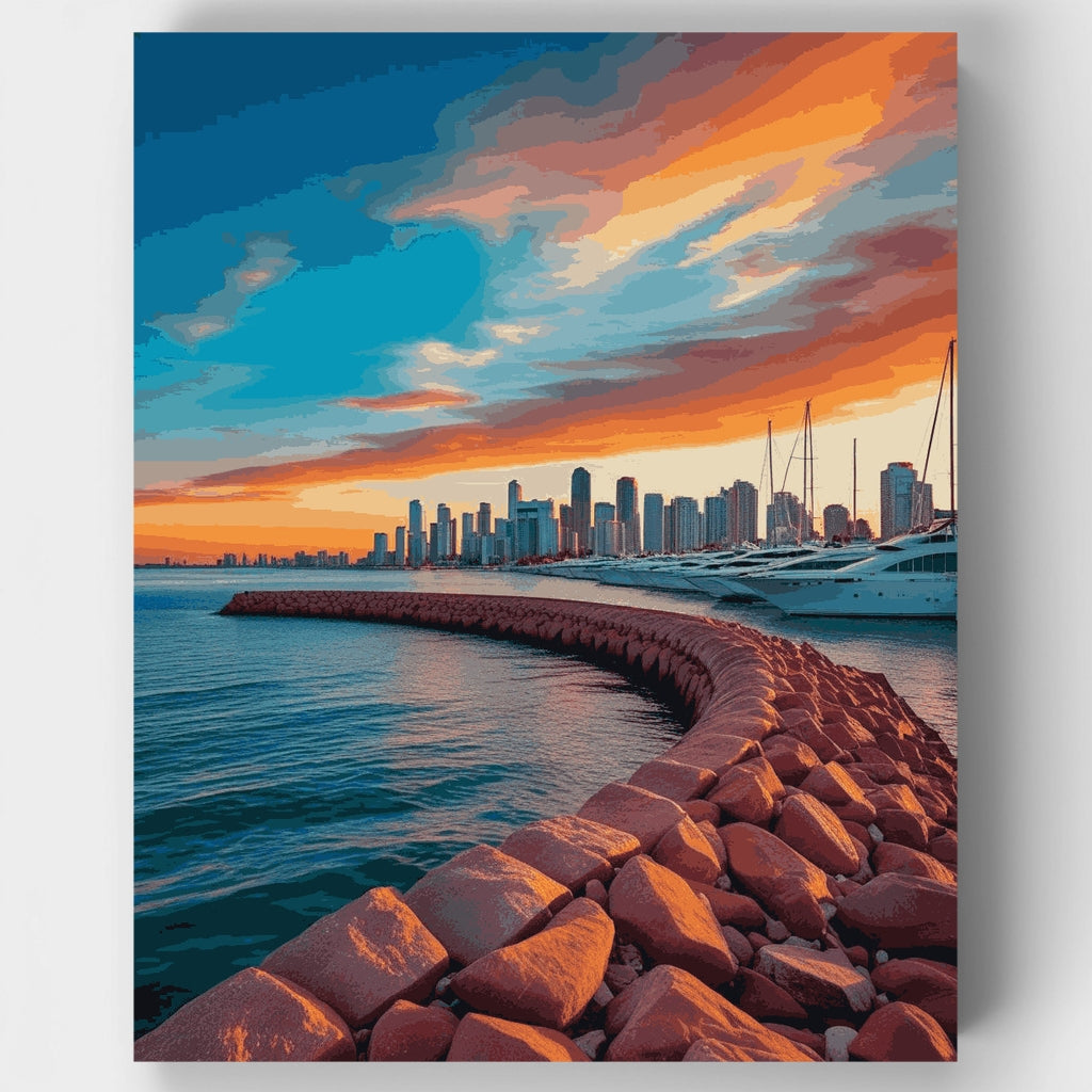 Manila Sunset Marina - Paint by Numbers Kit