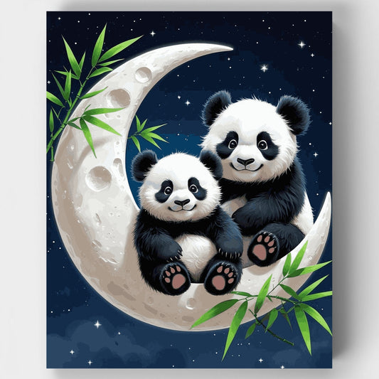 Pandas on the Moon - Paint by Numbers Kit