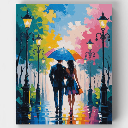Romantic Rainy Walk - Paint by Numbers Kit