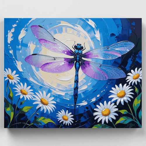 Dragonfly with Daisies - Paint by Numbers Kit