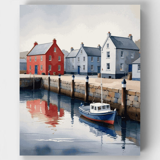 Coastal Harbour Village Watercolor - Paint by Numbers Kit