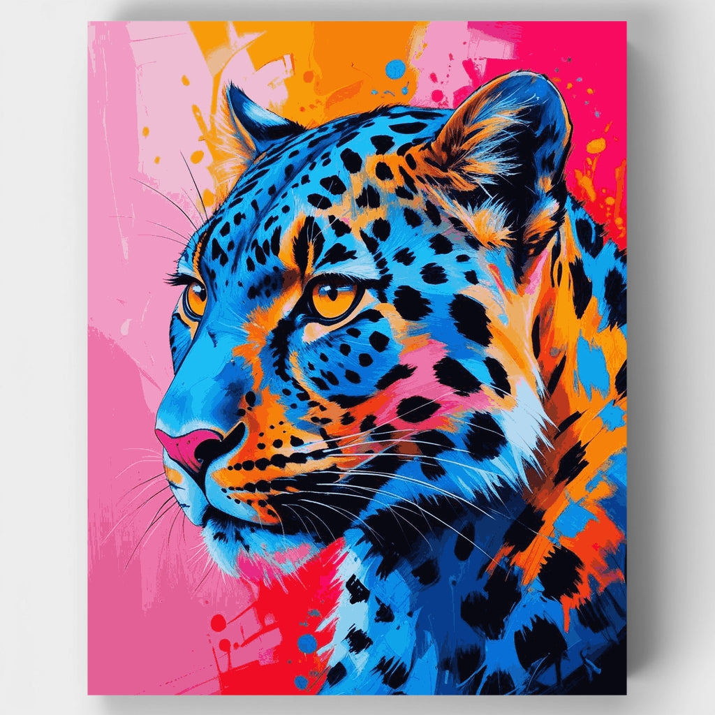 Kit de pintura por números: Leopardo de arte pop vibrante — Estándar