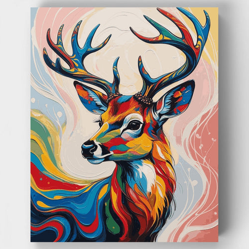 Vibrant Abstract Deer with Swirling Colors - Paint by Numbers Kit