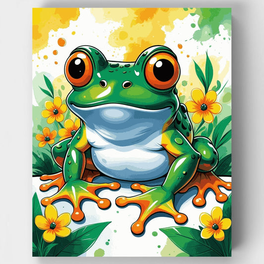 Cheerful Tree Frog with Orange Eyes - Paint by Numbers Kit