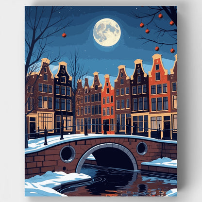 Amsterdam Winter Night - Paint by Numbers Kit