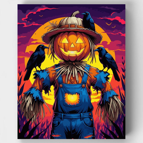 Halloween Scarecrow with Crows - Paint by Numbers Kit