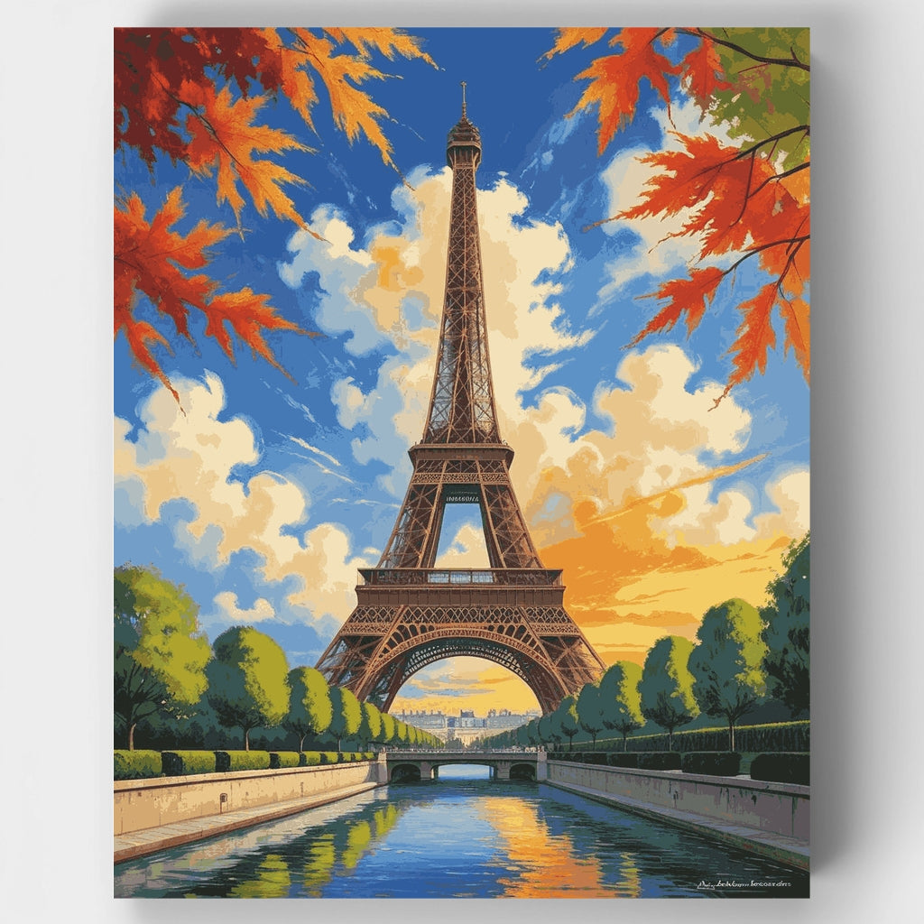 Esplendor otoñal en la Torre Eiffel - Kit de pintura por números — Estándar