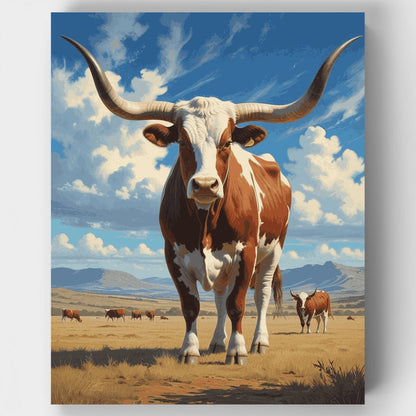 Majestic Longhorn Cattle - Paint by Numbers Kit