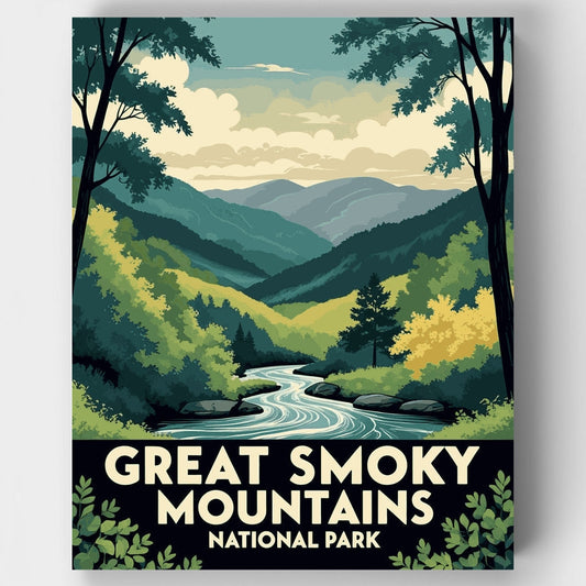 Great Smoky Mountains National Park Winding Creek Valley - Paint by Numbers Kit