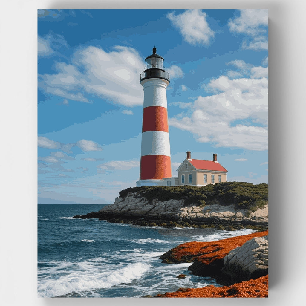 Cape Cod Rocky Shore Lighthouse - Paint by Numbers Kit