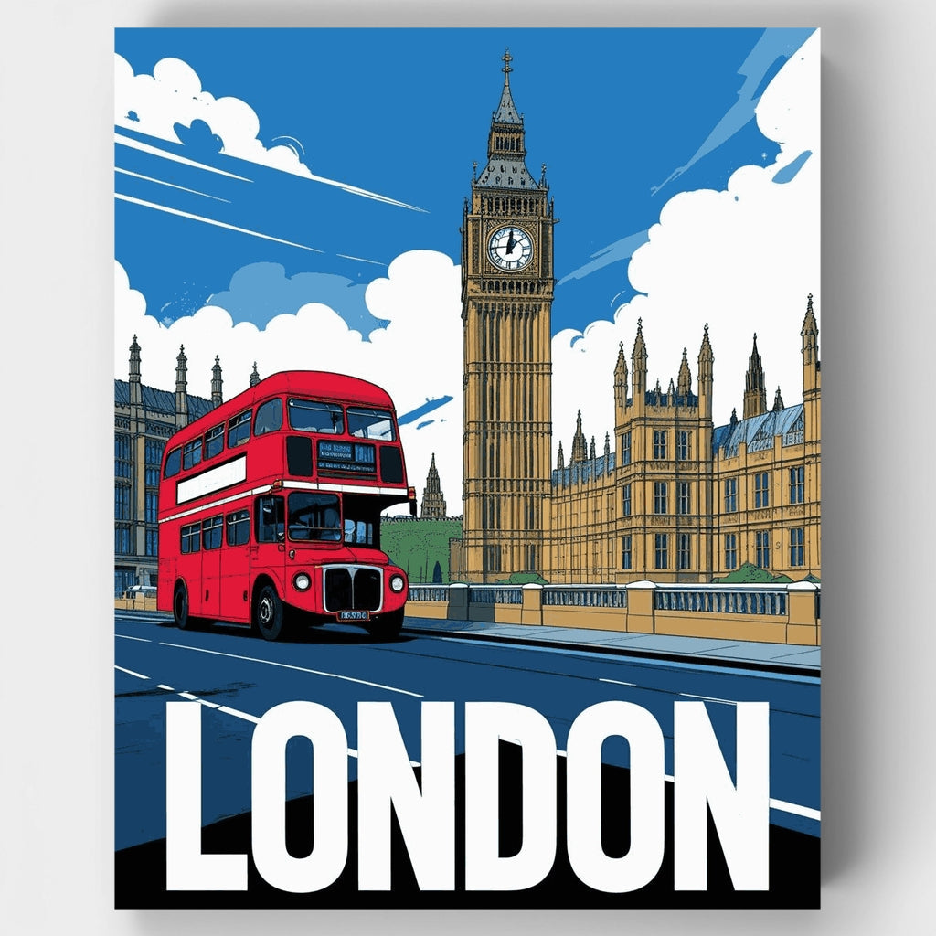 Kit de pintura por números: Big Ben de Londres y autobús rojo de dos pisos — Estándar