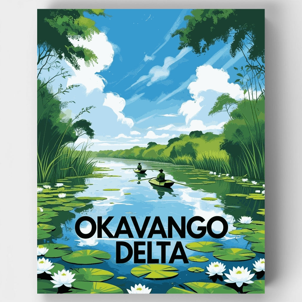 Okavango Delta Lily Pad Mokoro Journey - Paint by Numbers Kit