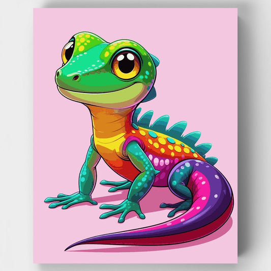 Colorful Rainbow Gecko - Paint by Numbers Kit