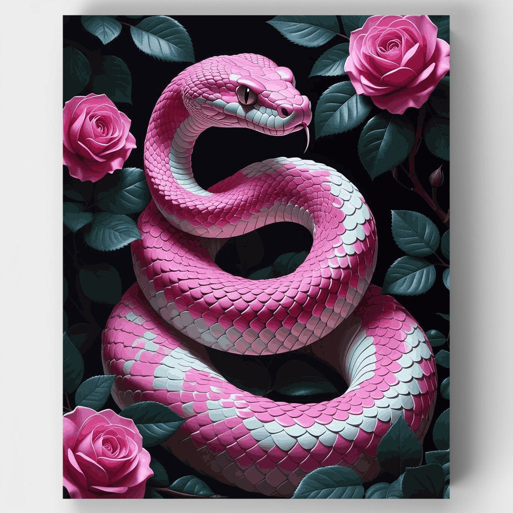 Serpiente rosa con rosas - Kit de pintura por números — Estándar