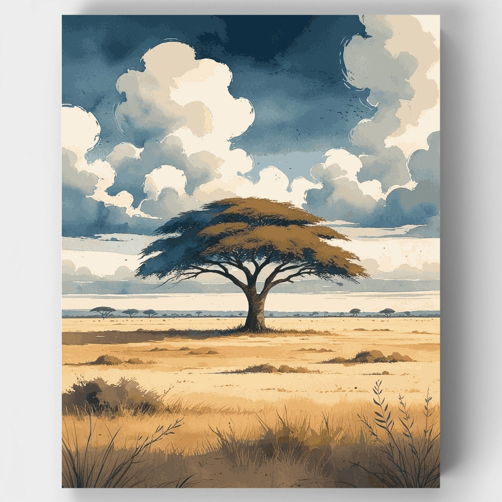 Masai Mara National Reserve Acacia Tree Savanna - Paint by Numbers Kit