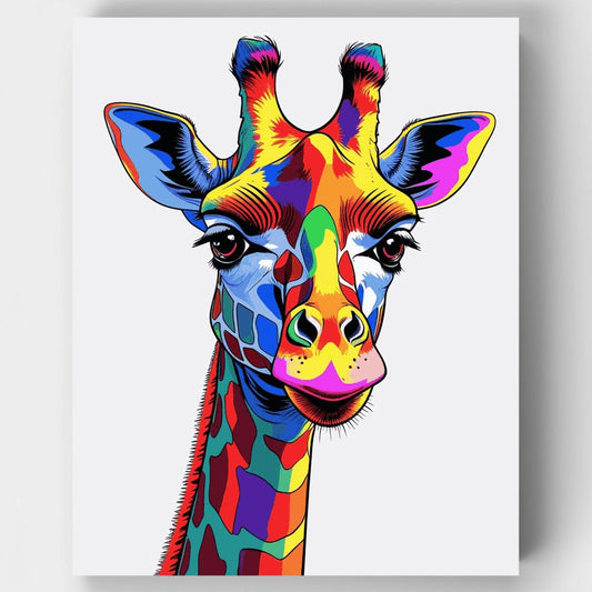 Rainbow Giraffe Pop Art Portrait - Paint by Numbers Kit