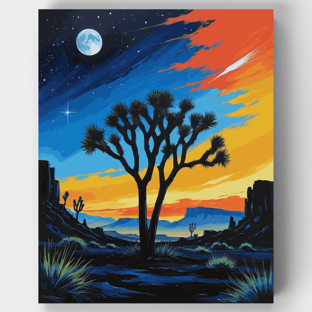 Joshua Tree Desert Moonrise - Paint by Numbers Kit