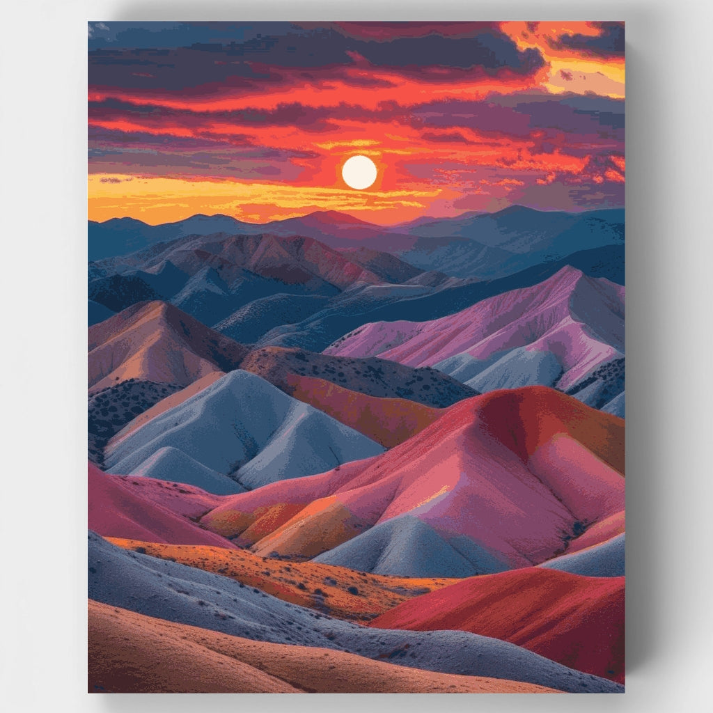 Kit de pintura por números: Atardecer en el Parque Nacional del Valle de la Muerte — Estándar