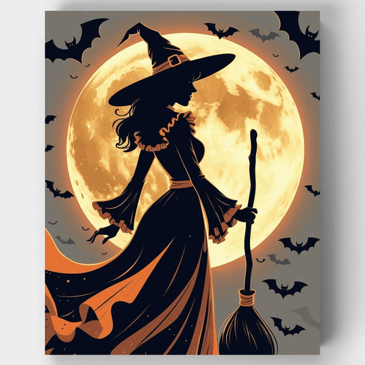 Witch Under the Full Moon - Paint by Numbers Kit