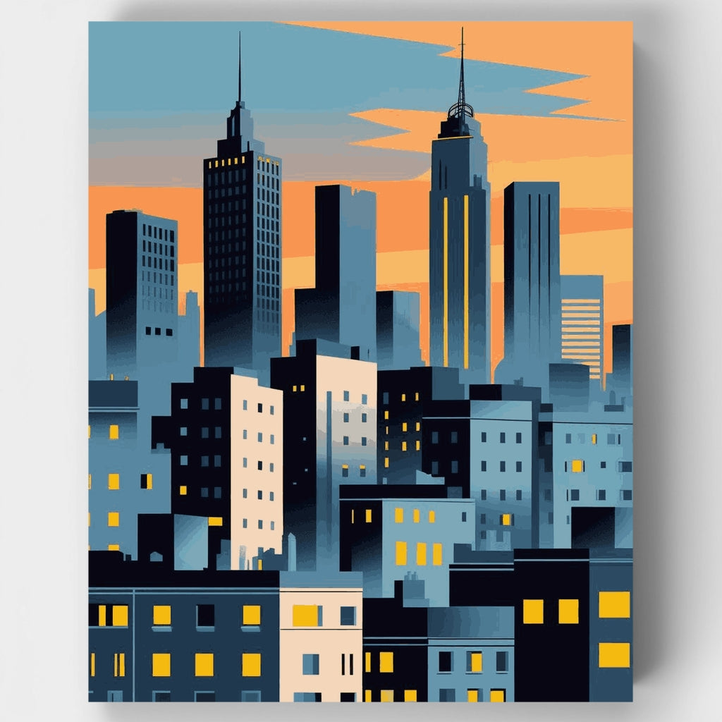Manhattan Skyline at Dusk - Paint by Numbers Kit