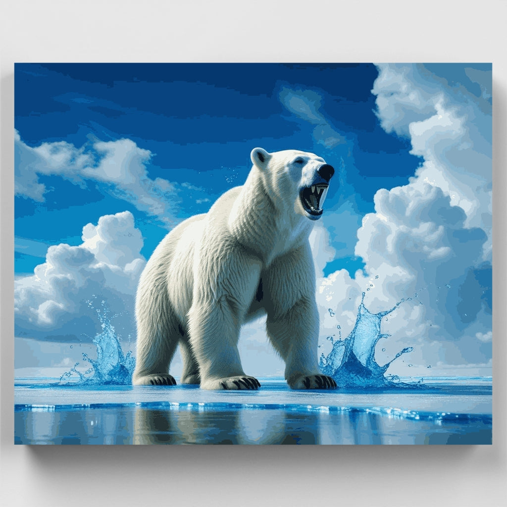 Oso polar rugiente sobre hielo - Kit de pintura por números — Estándar
