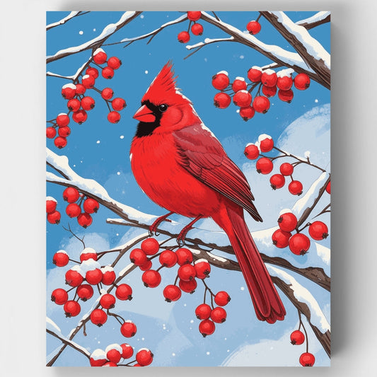Cardinal in Winter Berries - Paint by Numbers Kit